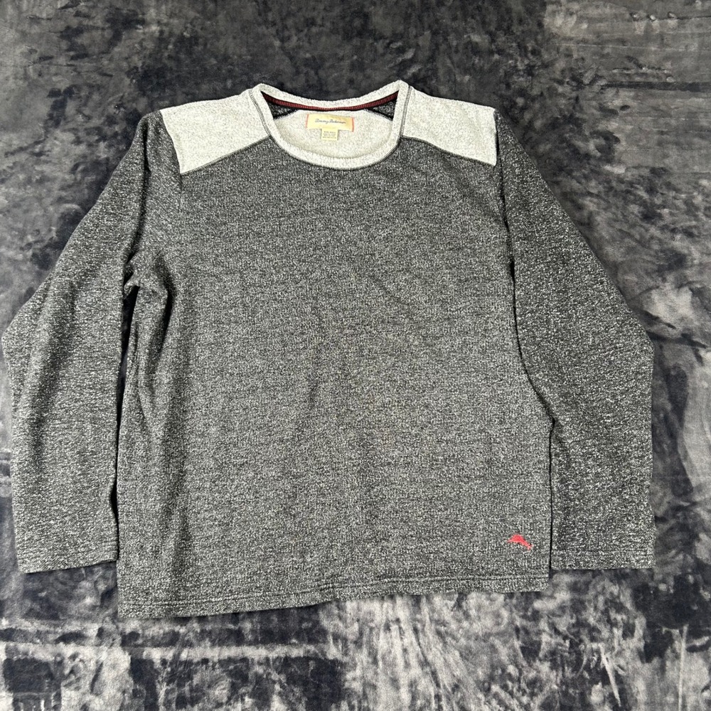 Tommy Bahama Pullover Top Mens XXL Gray Marled Long Sleeve Crewneck